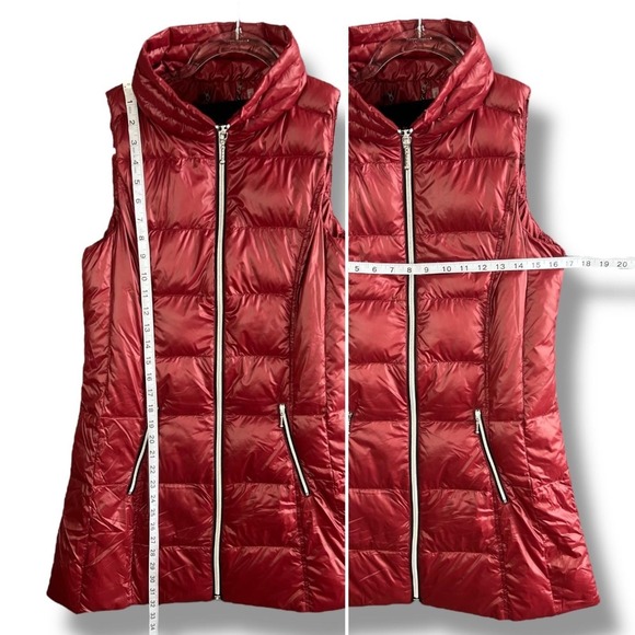 L'ATELIER Vest Womens Small Red Down Puffer Quilted Stand Collar Zip Pockets - Picture 11 of 12